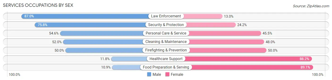 Services Occupations by Sex in Zip Code 54151