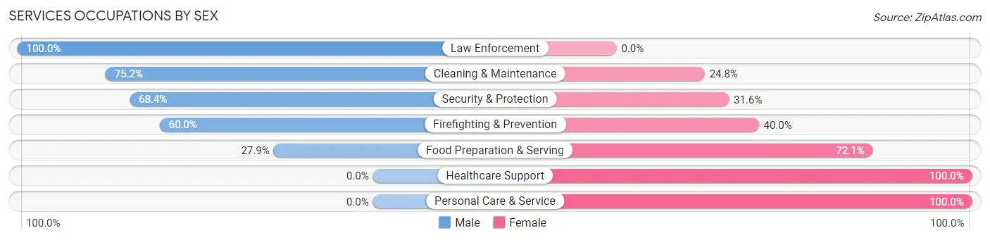 Services Occupations by Sex in Zip Code 54154