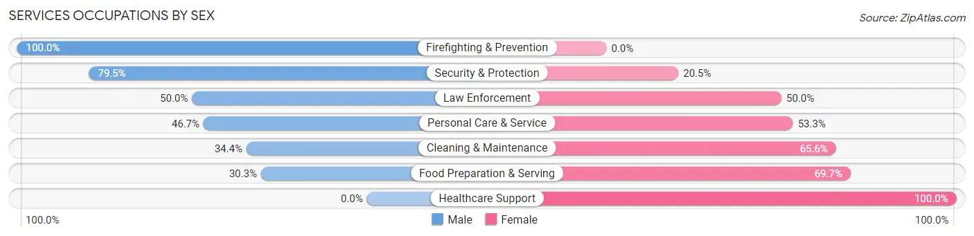 Services Occupations by Sex in Zip Code 54155