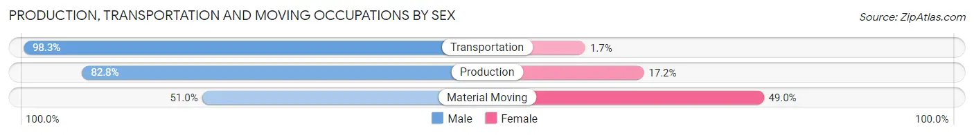 Production, Transportation and Moving Occupations by Sex in Zip Code 54162