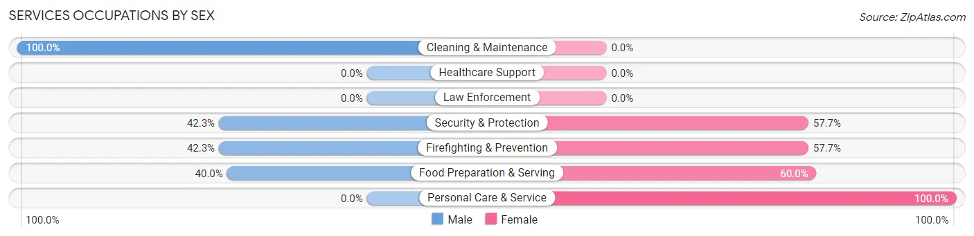 Services Occupations by Sex in Zip Code 54173