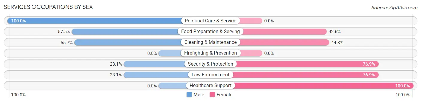 Services Occupations by Sex in Zip Code 54202