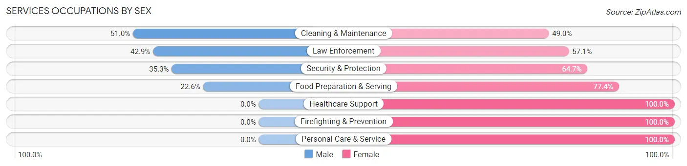 Services Occupations by Sex in Zip Code 54213