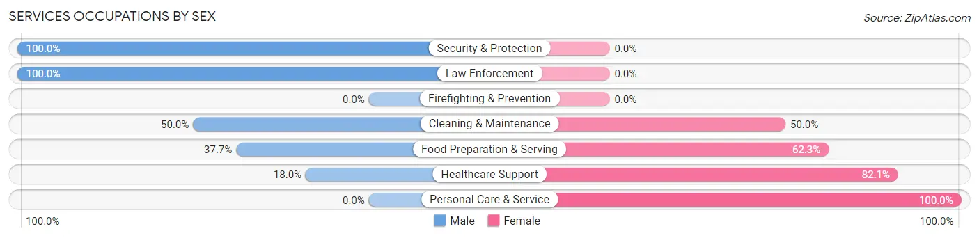 Services Occupations by Sex in Zip Code 54229
