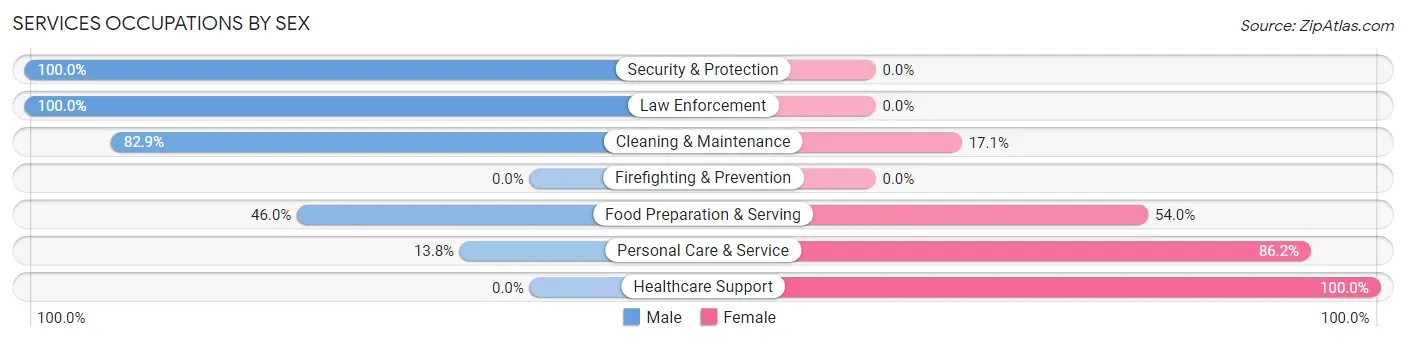 Services Occupations by Sex in Zip Code 54234