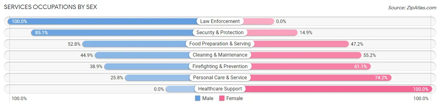 Services Occupations by Sex in Zip Code 54235