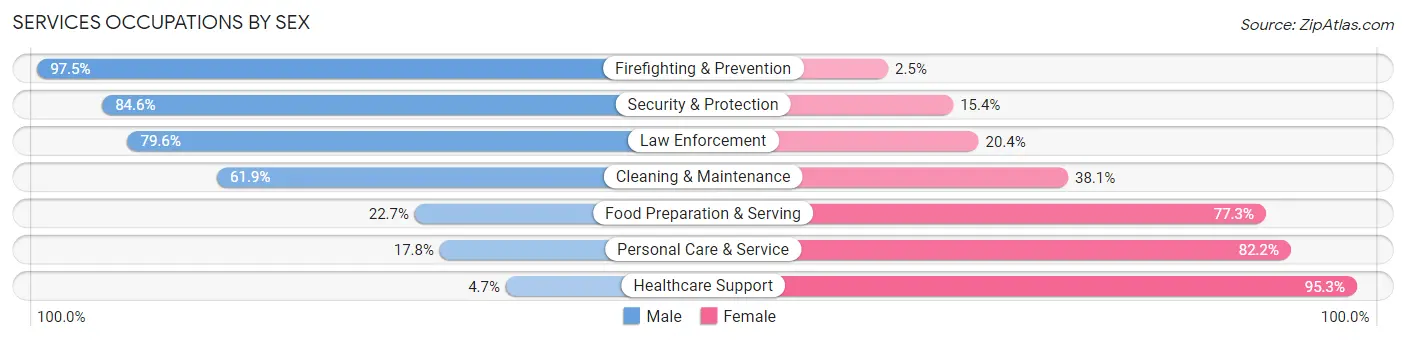Services Occupations by Sex in Zip Code 54241
