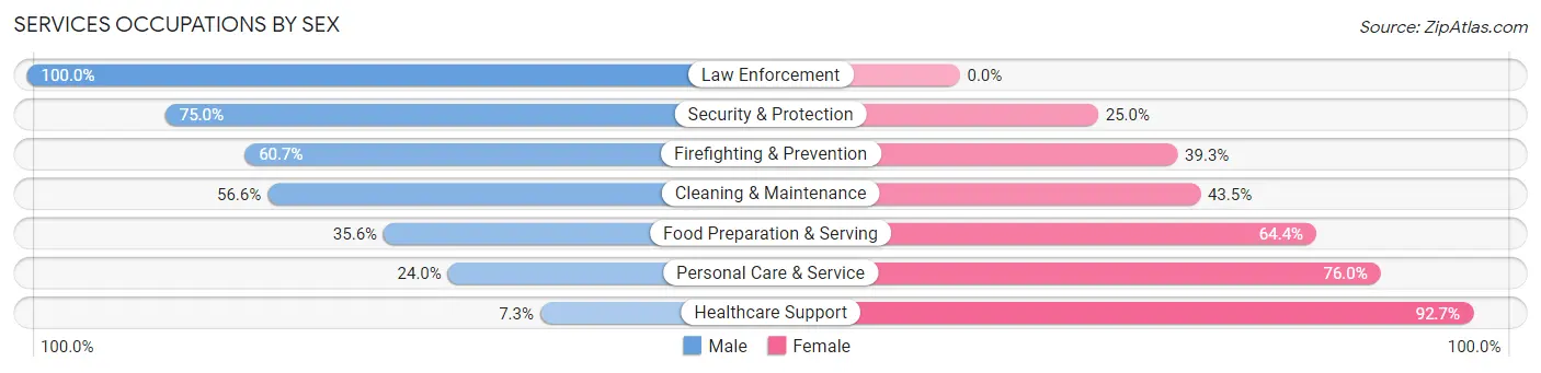 Services Occupations by Sex in Zip Code 54301