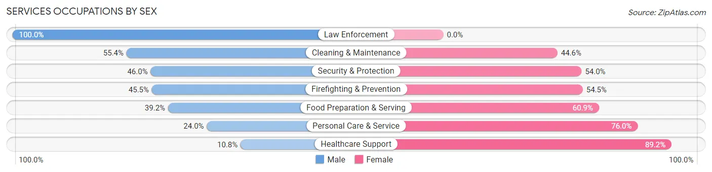 Services Occupations by Sex in Zip Code 54303