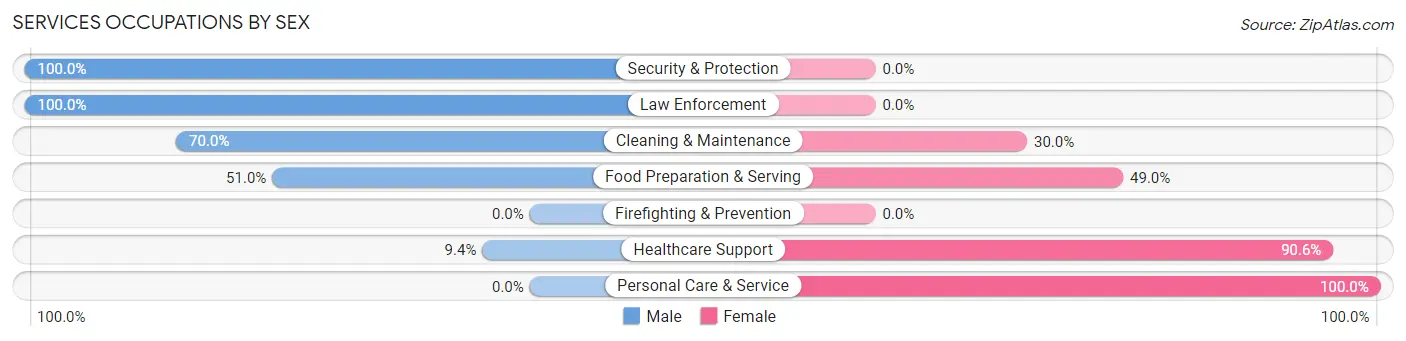 Services Occupations by Sex in Zip Code 54405