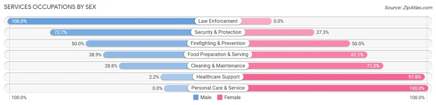 Services Occupations by Sex in Zip Code 54410