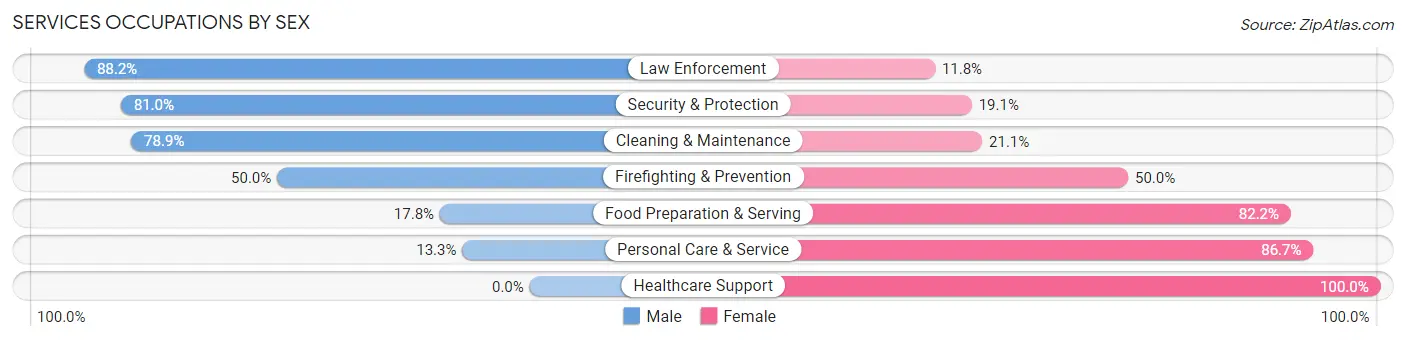 Services Occupations by Sex in Zip Code 54411