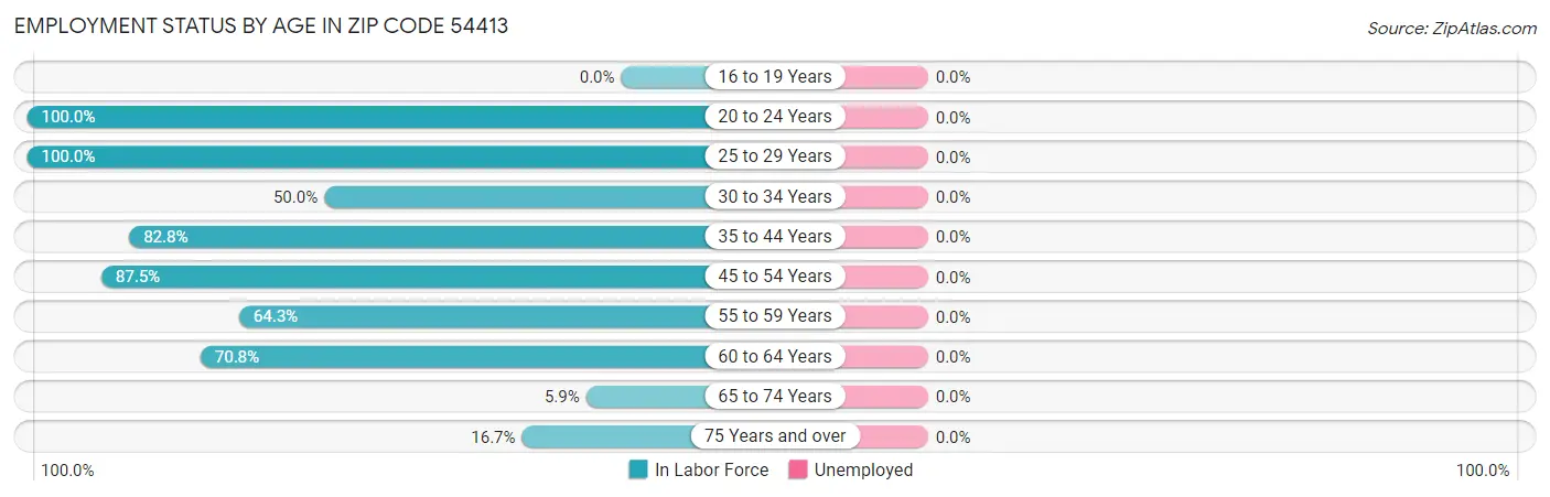 Employment Status by Age in Zip Code 54413