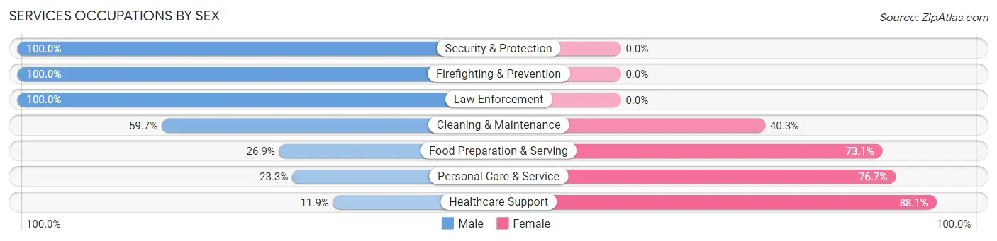 Services Occupations by Sex in Zip Code 54457