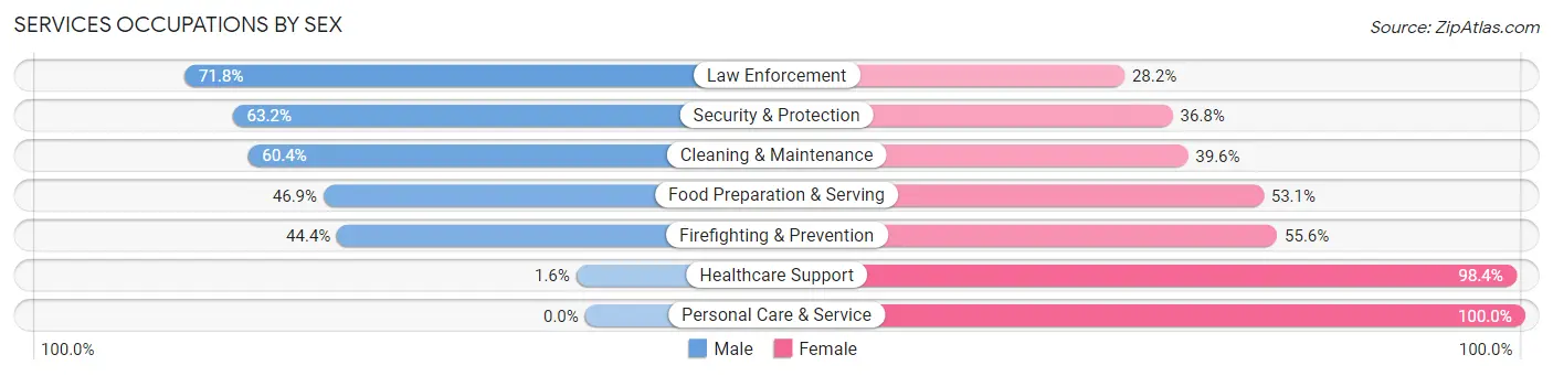 Services Occupations by Sex in Zip Code 54487