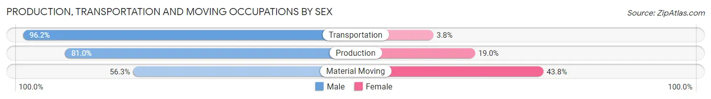 Production, Transportation and Moving Occupations by Sex in Zip Code 54499