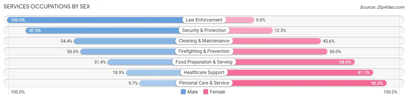 Services Occupations by Sex in Zip Code 54499