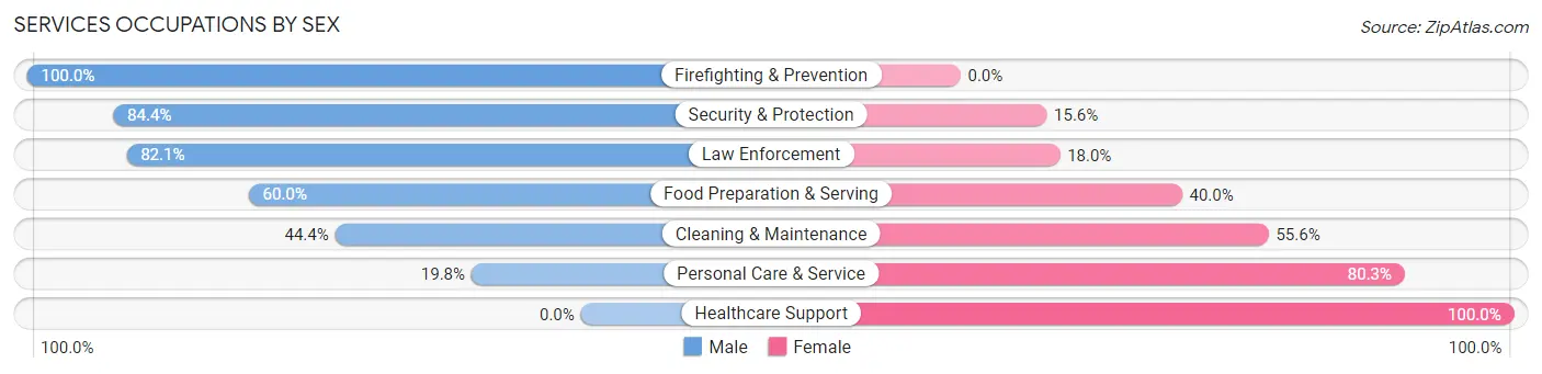 Services Occupations by Sex in Zip Code 54521