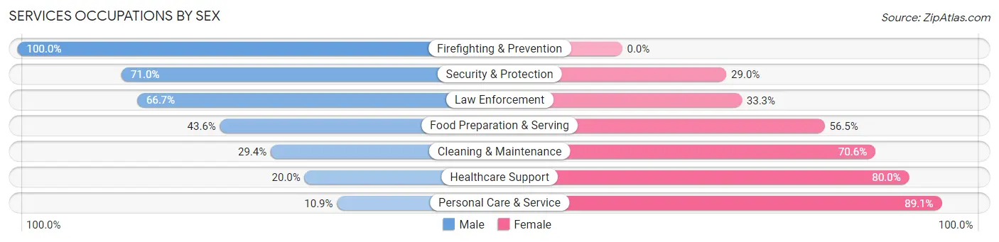 Services Occupations by Sex in Zip Code 54534