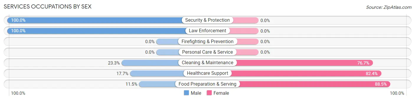 Services Occupations by Sex in Zip Code 54546