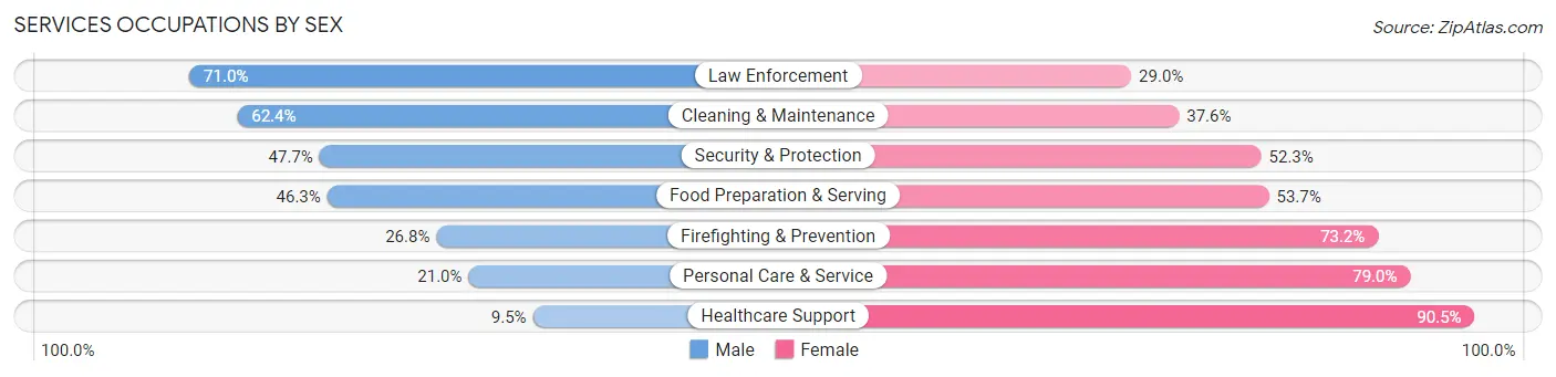 Services Occupations by Sex in Zip Code 54601