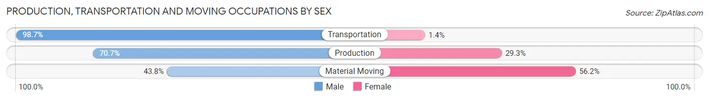 Production, Transportation and Moving Occupations by Sex in Zip Code 54629