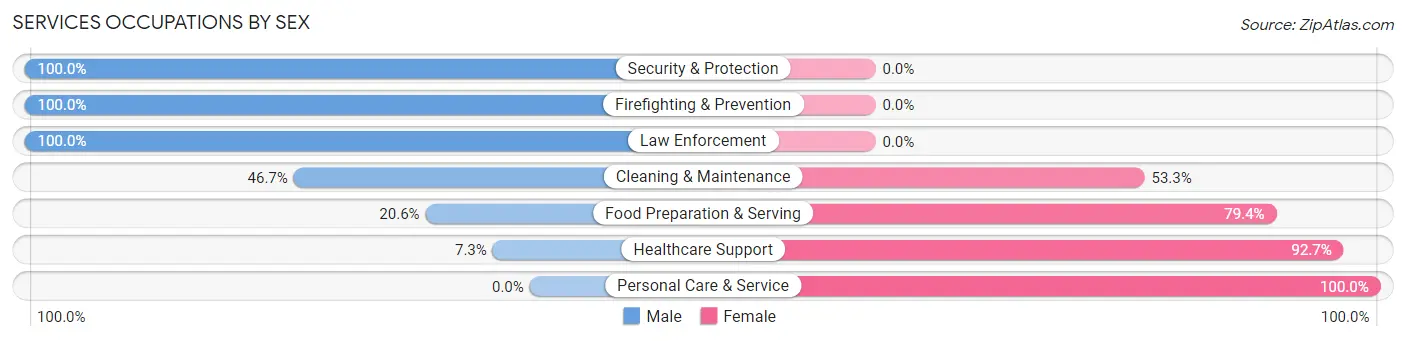 Services Occupations by Sex in Zip Code 54630