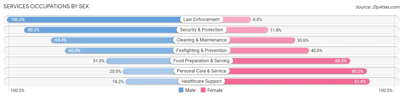 Services Occupations by Sex in Zip Code 54635