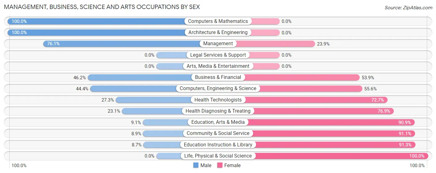 Management, Business, Science and Arts Occupations by Sex in Zip Code 54653