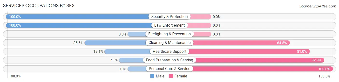Services Occupations by Sex in Zip Code 54655
