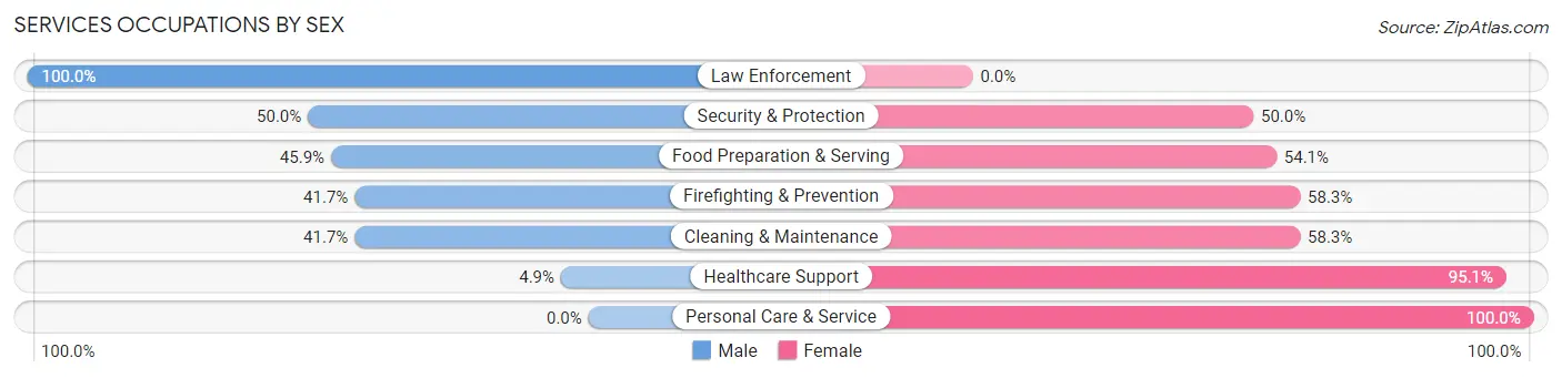 Services Occupations by Sex in Zip Code 54661