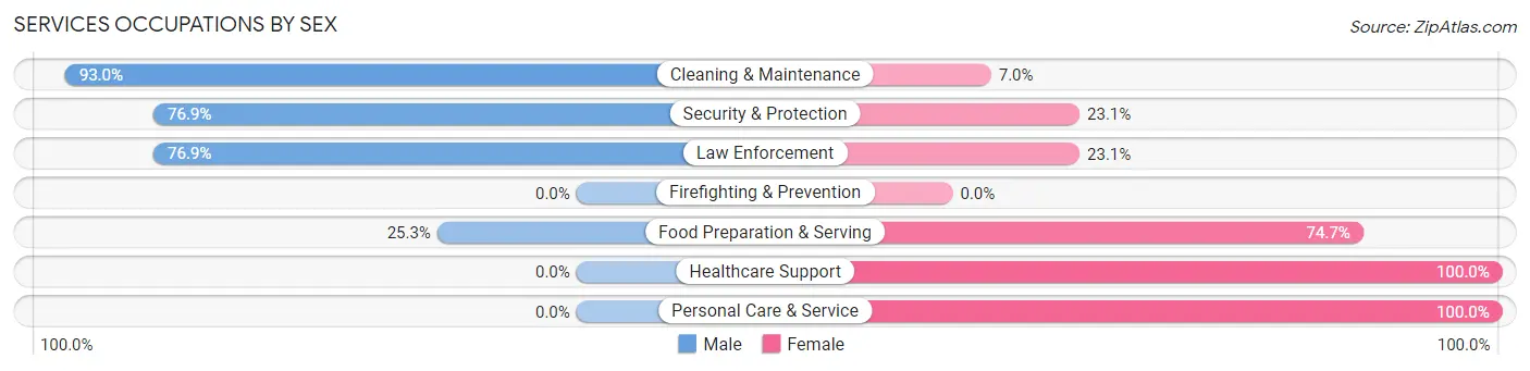 Services Occupations by Sex in Zip Code 54720