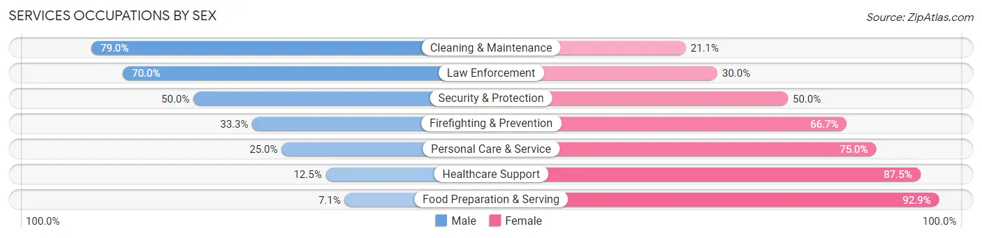 Services Occupations by Sex in Zip Code 54726