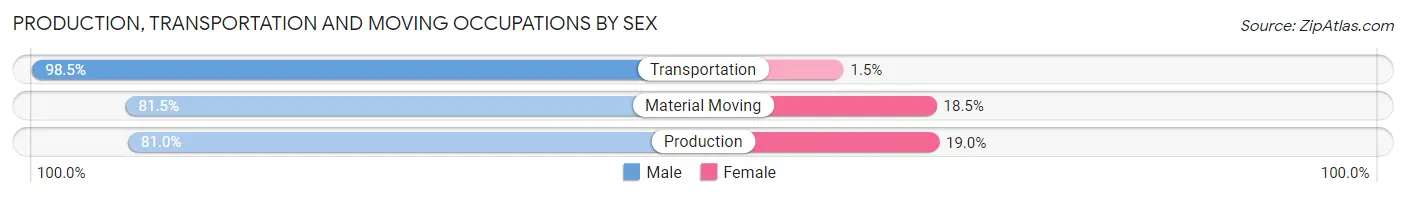 Production, Transportation and Moving Occupations by Sex in Zip Code 54728