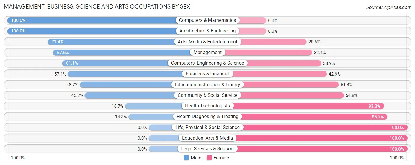 Management, Business, Science and Arts Occupations by Sex in Zip Code 54733