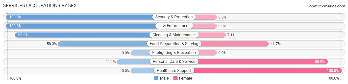 Services Occupations by Sex in Zip Code 54733