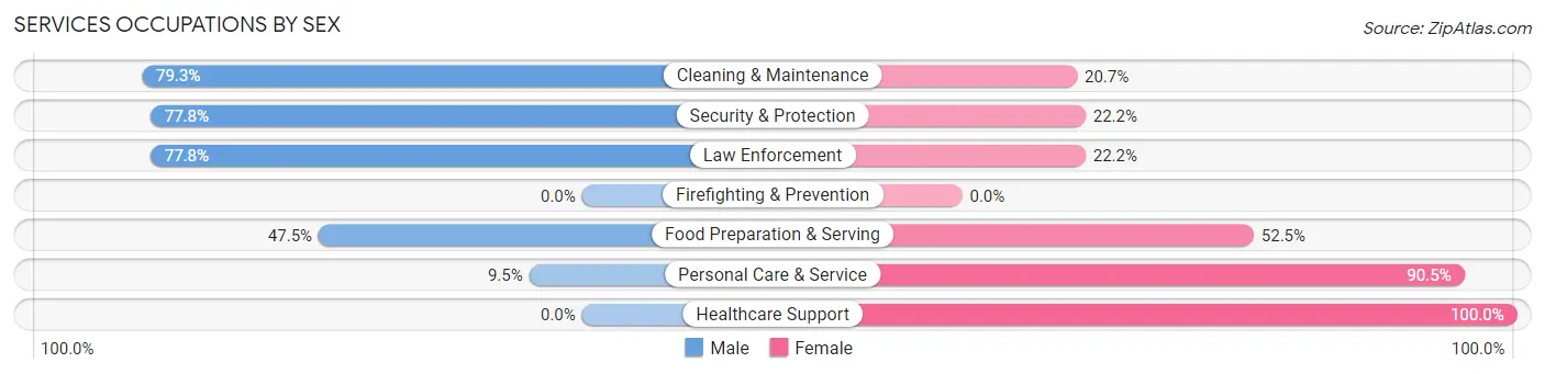 Services Occupations by Sex in Zip Code 54740