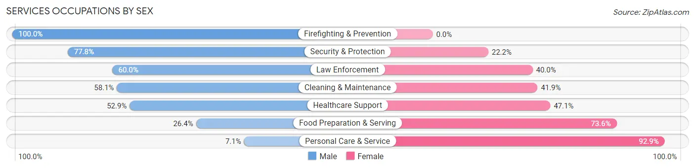 Services Occupations by Sex in Zip Code 54742