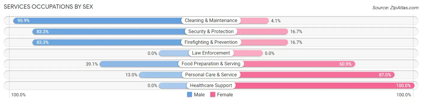 Services Occupations by Sex in Zip Code 54767