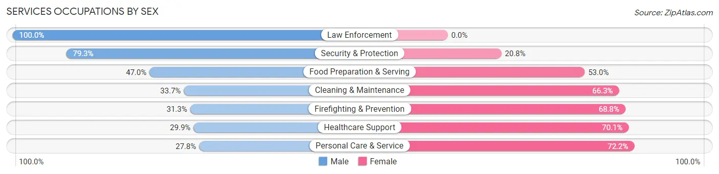 Services Occupations by Sex in Zip Code 54801