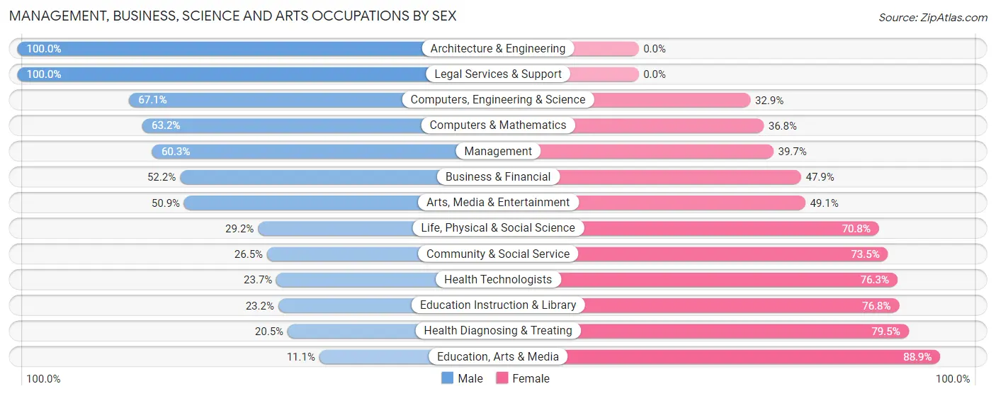 Management, Business, Science and Arts Occupations by Sex in Zip Code 54806