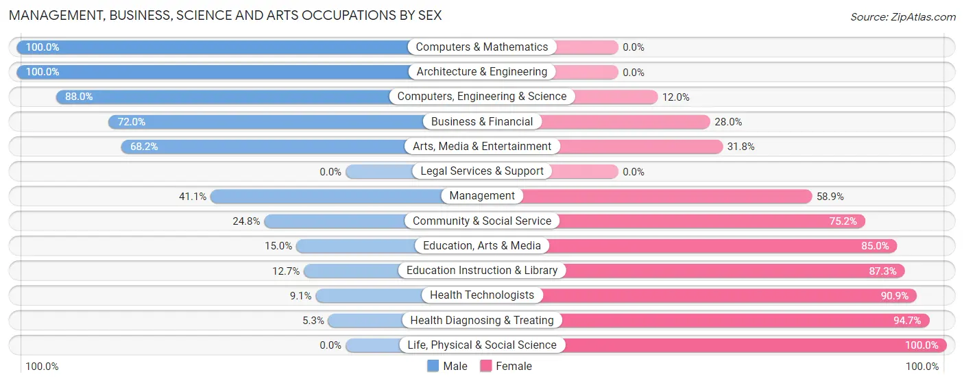 Management, Business, Science and Arts Occupations by Sex in Zip Code 54810