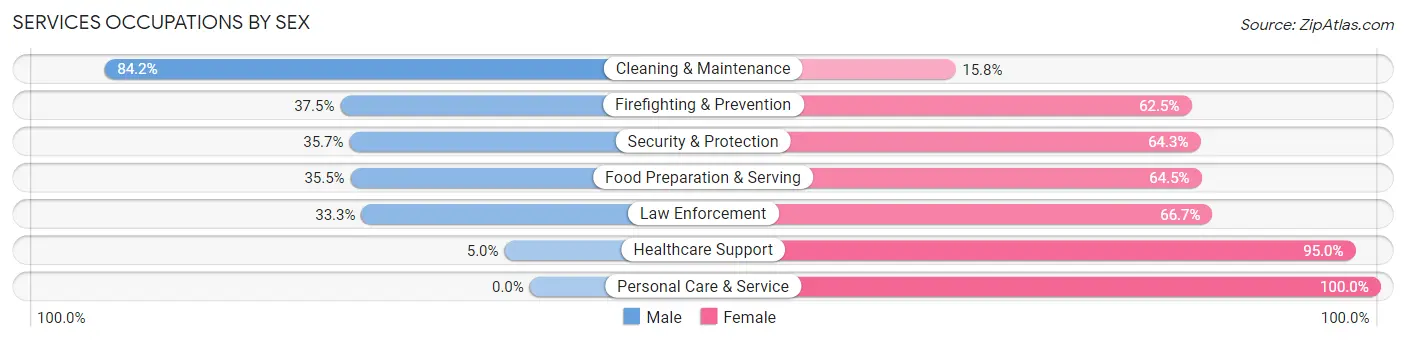 Services Occupations by Sex in Zip Code 54820