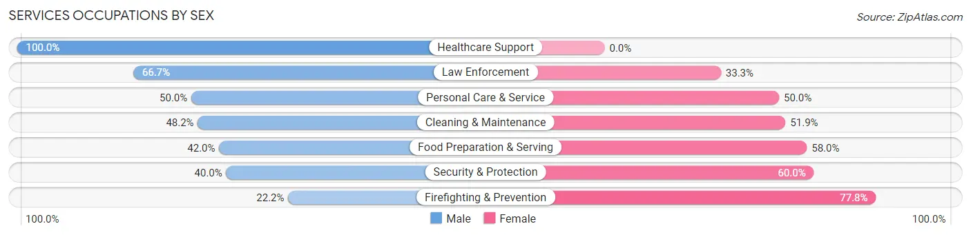 Services Occupations by Sex in Zip Code 54821