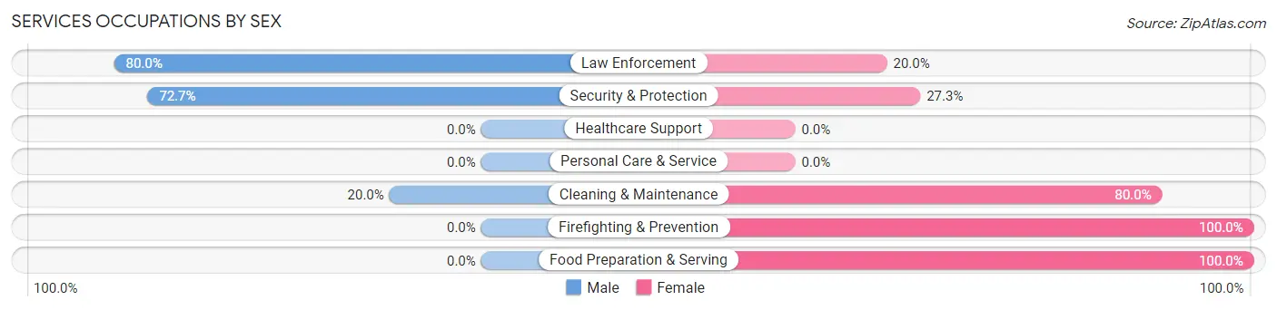 Services Occupations by Sex in Zip Code 54827