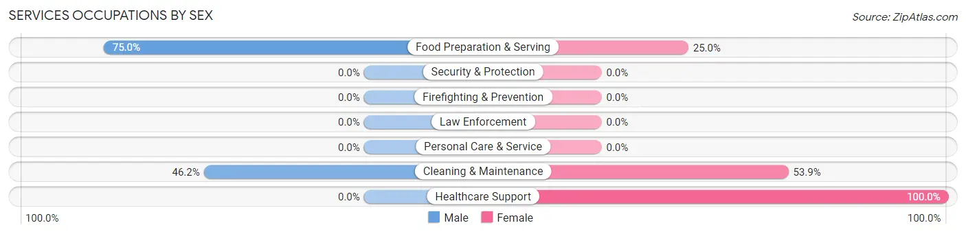 Services Occupations by Sex in Zip Code 54828
