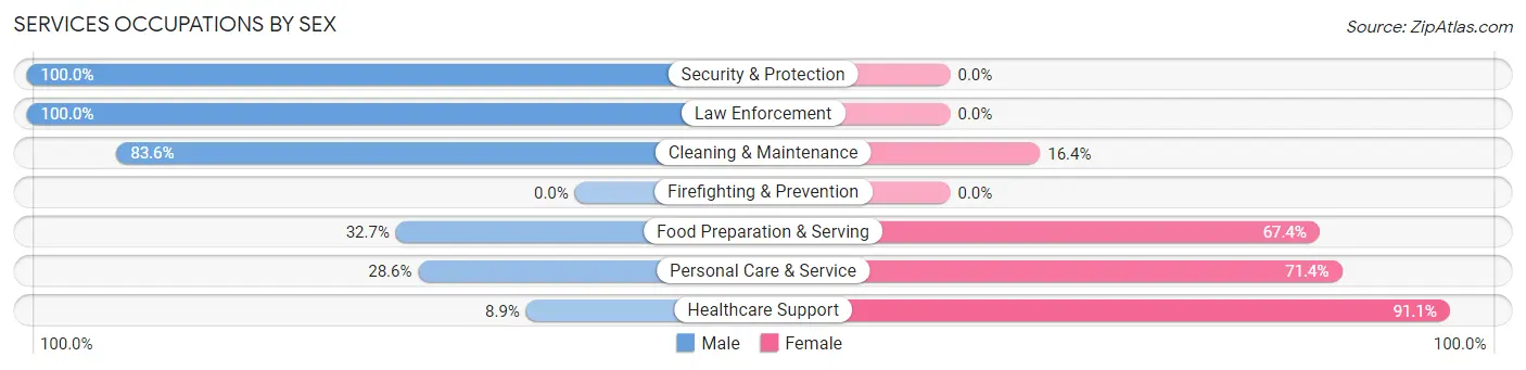 Services Occupations by Sex in Zip Code 54837