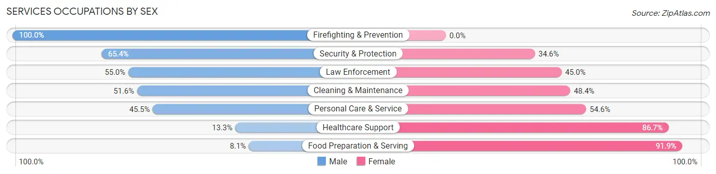 Services Occupations by Sex in Zip Code 54847