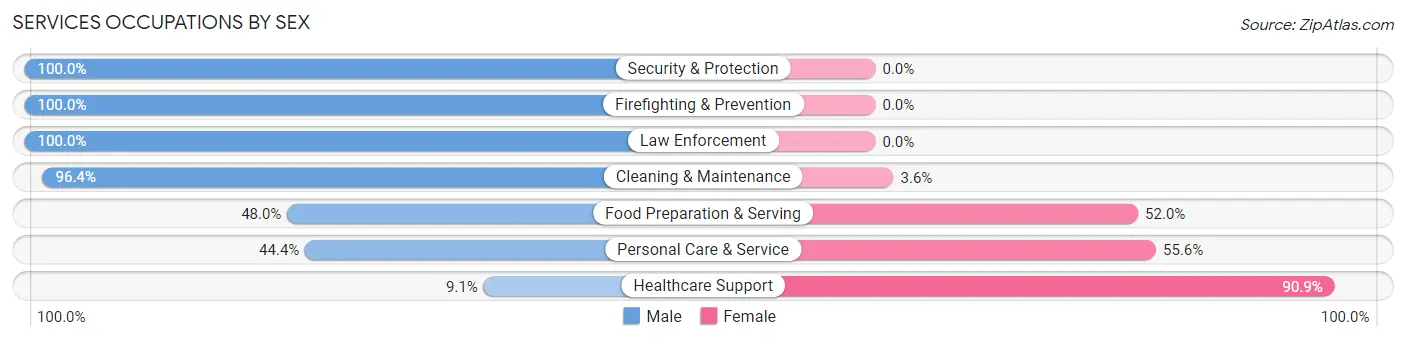 Services Occupations by Sex in Zip Code 54856