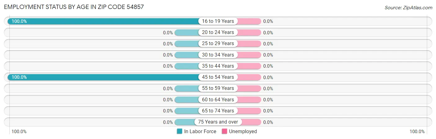Employment Status by Age in Zip Code 54857
